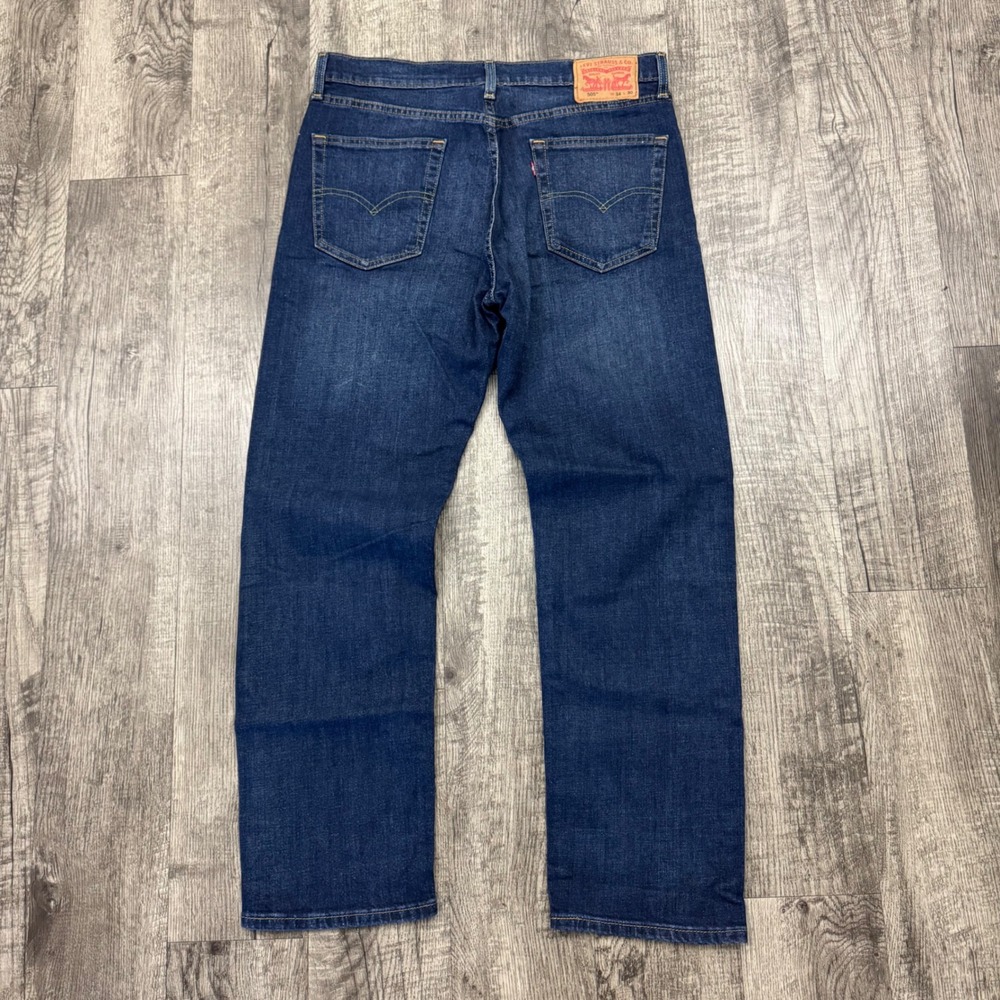 NEW Levi's 505 Mens Regular Fit Stretch Jeans Blue Denim Straight Leg Sz 34x3 - Picture 1 of 8